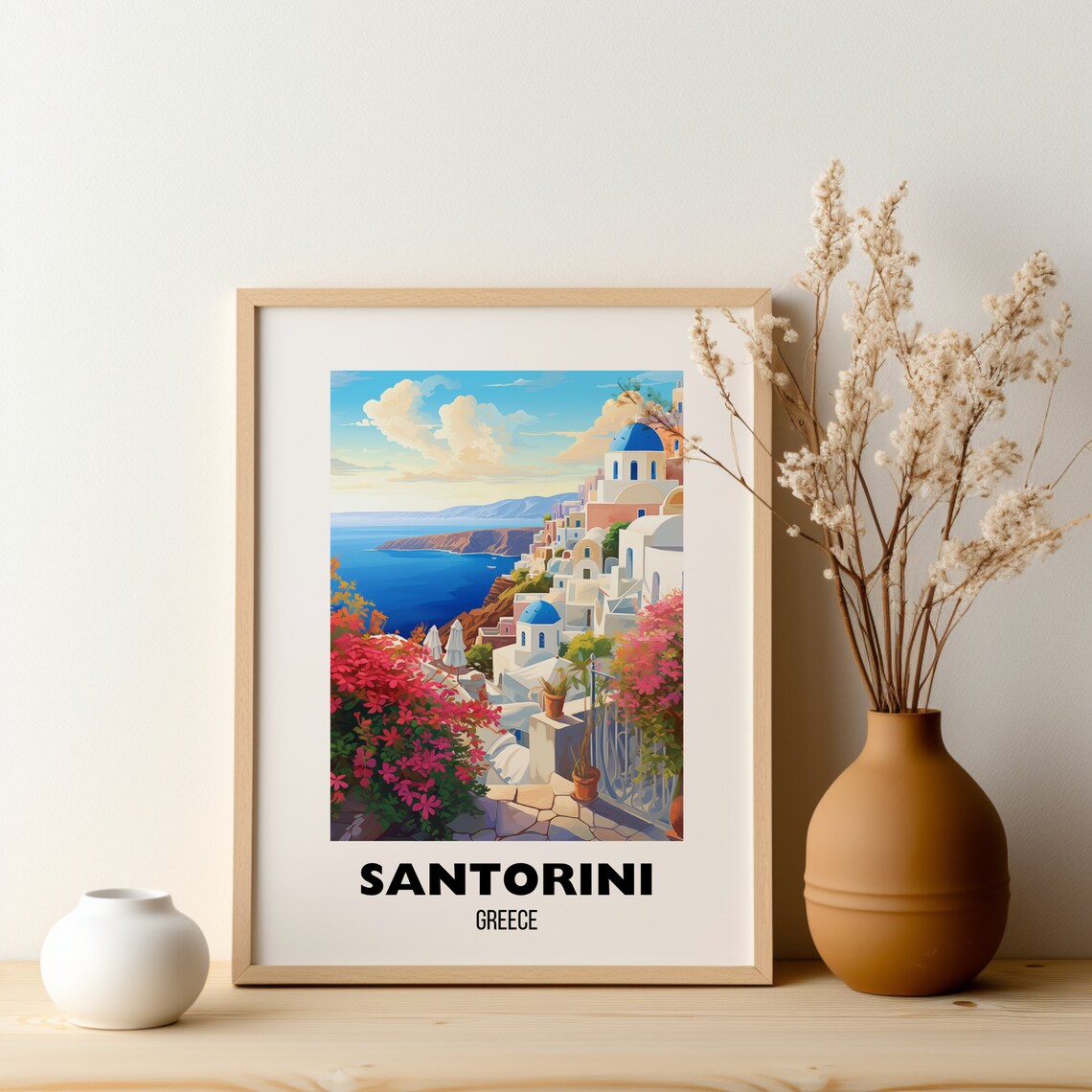 Santorini Travel Poster, Greece City Art Print - Image 2
