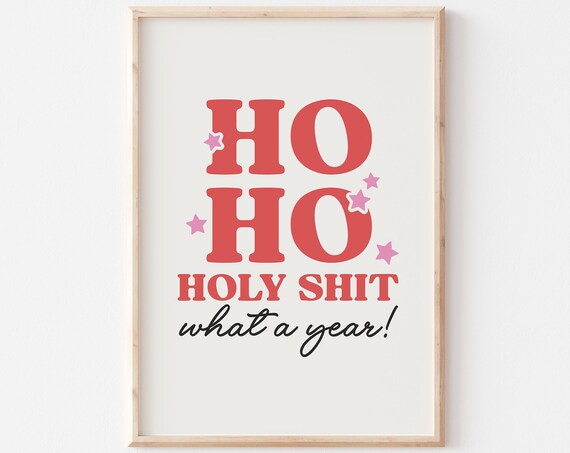 Ho Ho Ho Holy Shit What A Year Funny Christmas Party Quote Poster