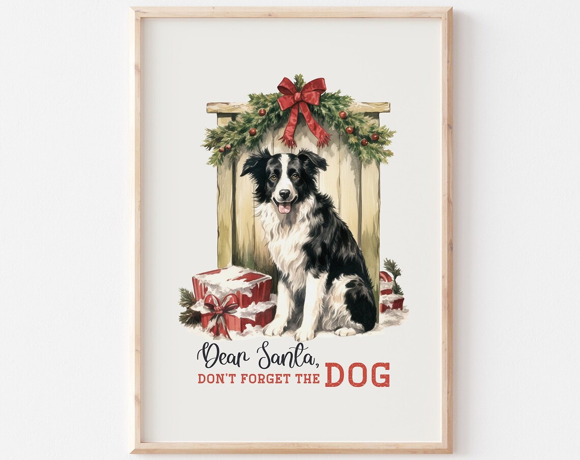 Dear Santa Dont Forget The Dog Farm Christmas Print Christmas Farmhouse Christmas Christmas Dog Print Trendy Christmas Decor