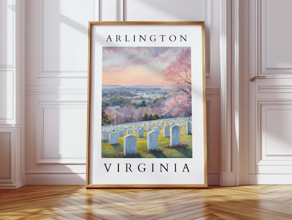 Arlington Virginia Cemetery Blossom Watercolor Travel Poster Decor