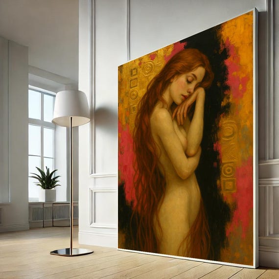 Elegant Nude Woman Canvas Wall Art Captivating Figure With Warm Tones Modern Living Room Bedroom Decor