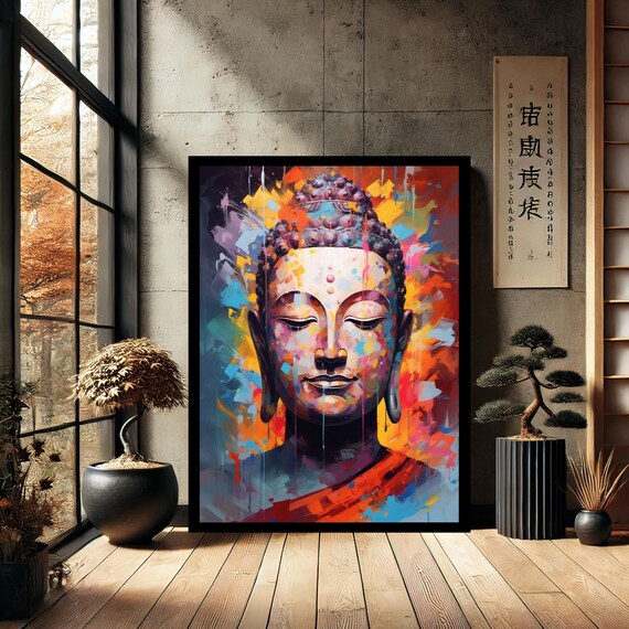 Colorful Buddha Buddhism Canvas Print Painting Wall Art Modern Abstract Home Decor