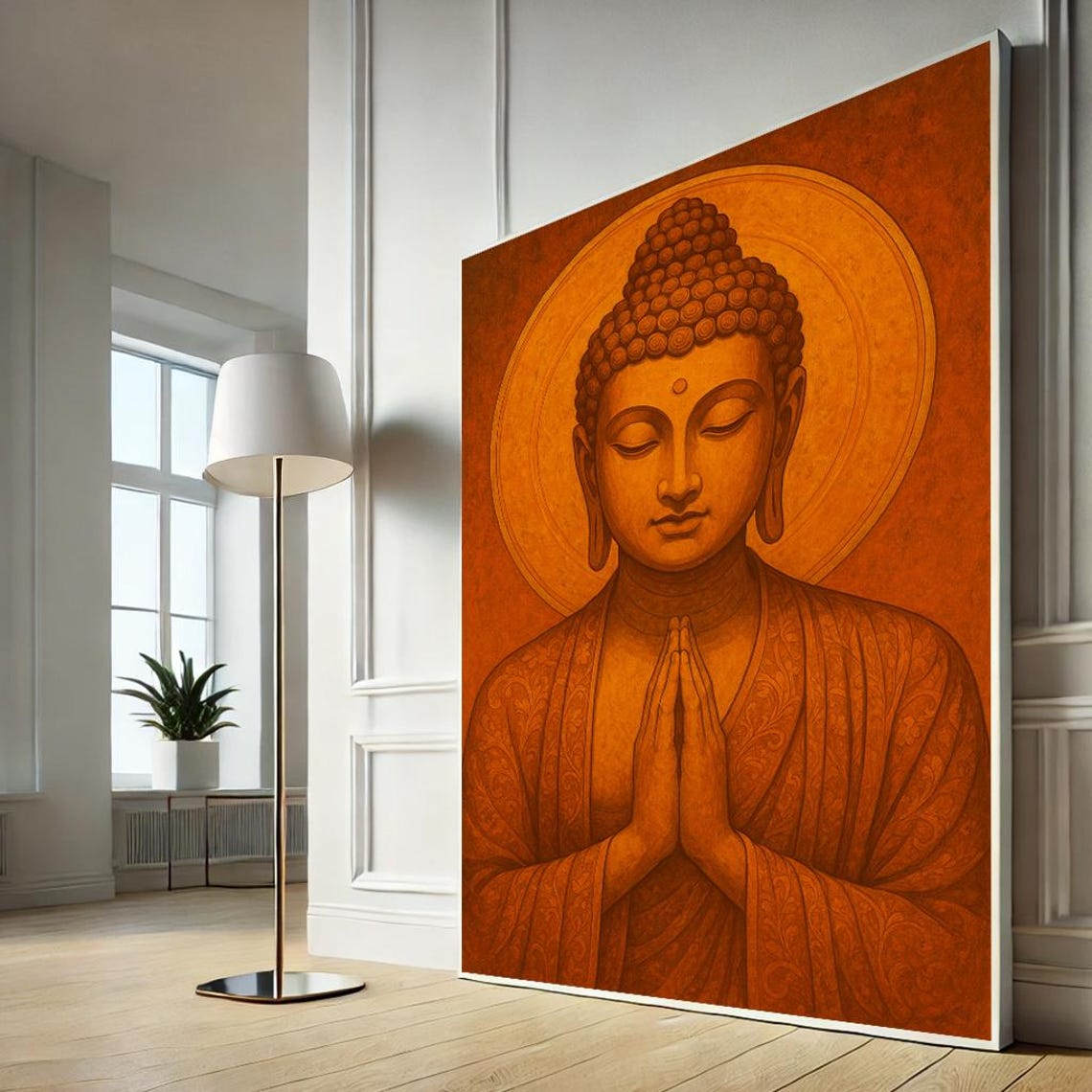 Golden Buddha Portrait Canvas Wall Art Spiritual Zen Home Decor