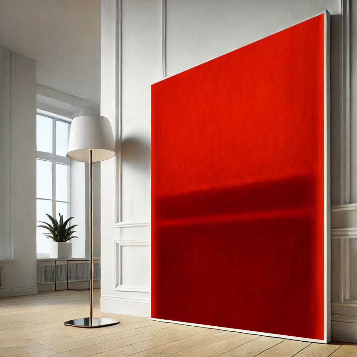 Mark Rothko Inspired Bright Red Color Field Minimalist Abstract Poster