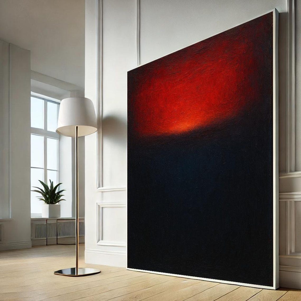 Mark Rothko Inspired Black And Red Color Field Abstract Glow Poster