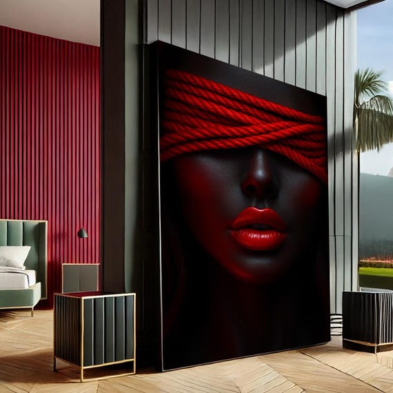 Bold Woman Modern Abstract Canvas Wall Art Print Red Black Living Room Decor Statement Piece