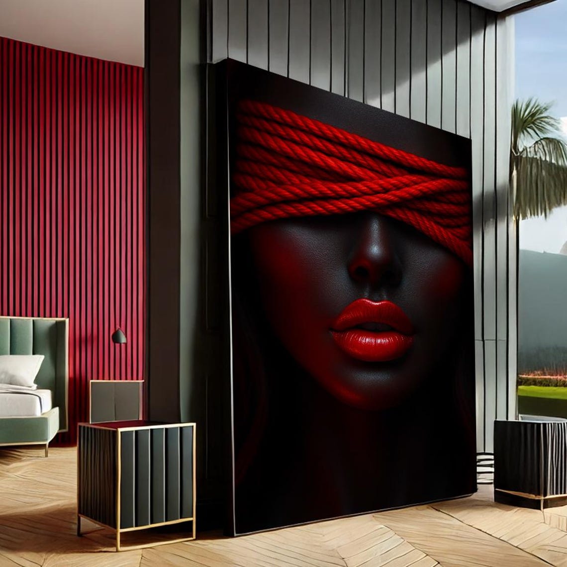 Bold Woman Modern Abstract Canvas Wall Art Print Red Black Living Room Decor Statement Piece