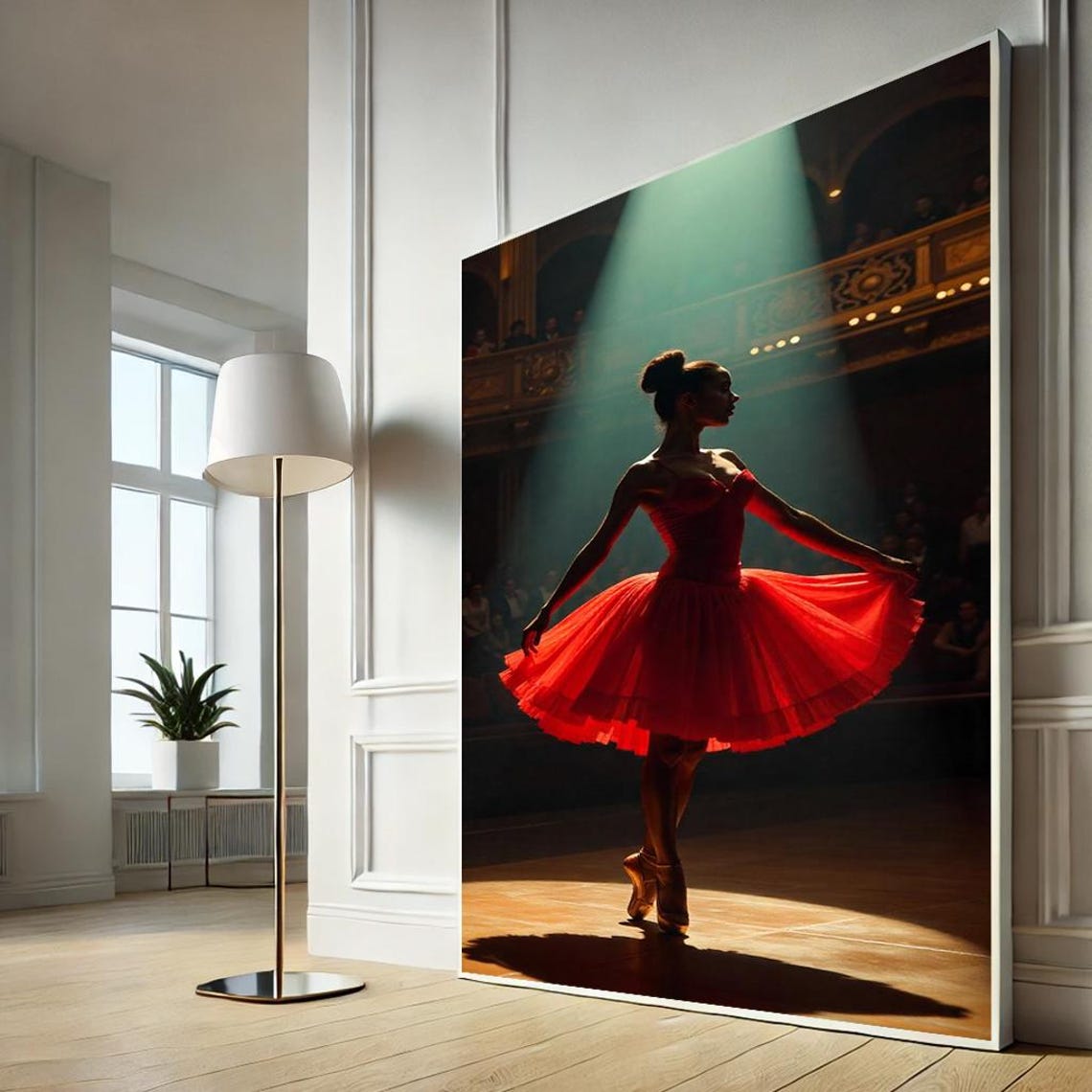 Red Tutu Ballerina Stage Spotlight Dramatic Theater Dance Poster