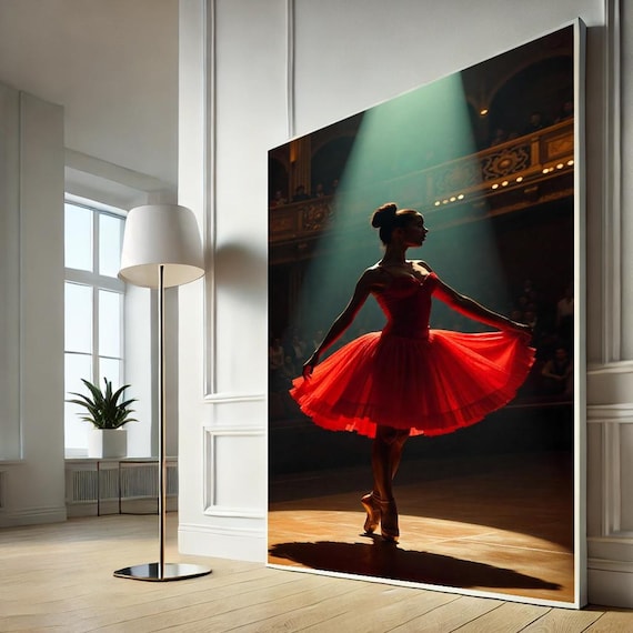 Red Tutu Ballerina Stage Spotlight Dramatic Theater Dance Poster