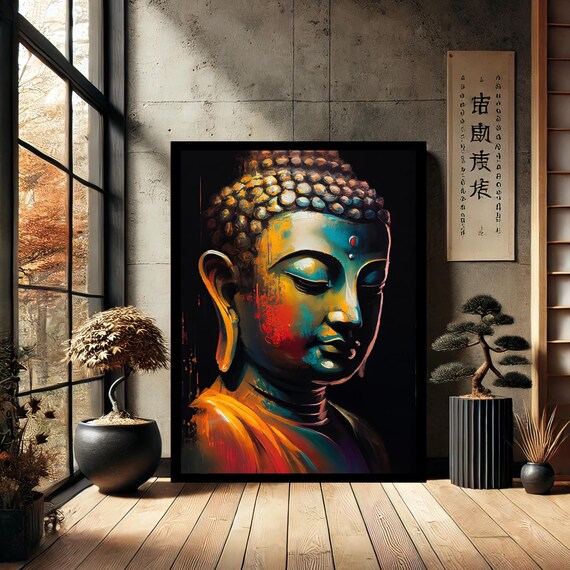 Colorful Buddha Buddhism Canvas Print Painting Wall Art Modern Abstract Home Decor