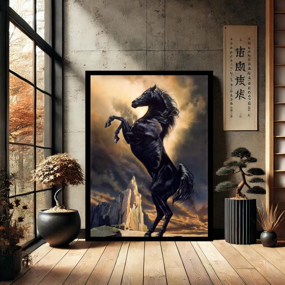 Gold Horse Animal Abstract Home Decor Canvas Wall Art Modern Print Painting For