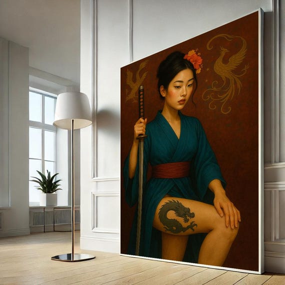Oriental Warrior Woman Canvas Wall Art Print Elegant Asianinspired Living Room Decor Statement Piece