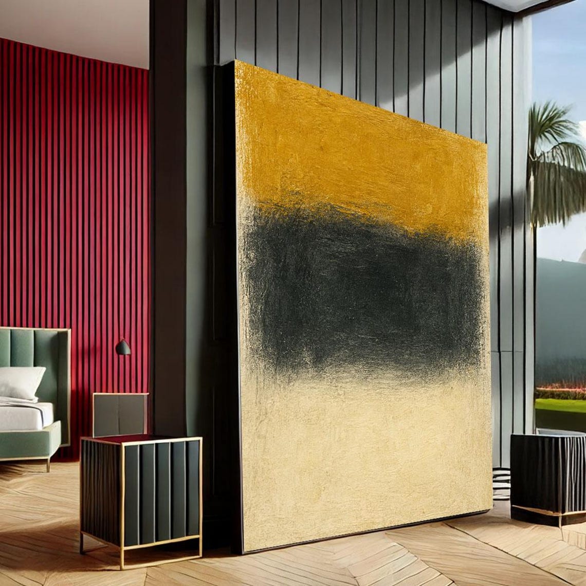 Mark Rothko Inspired Yellow Black Color Field Bold Abstract Art Poster