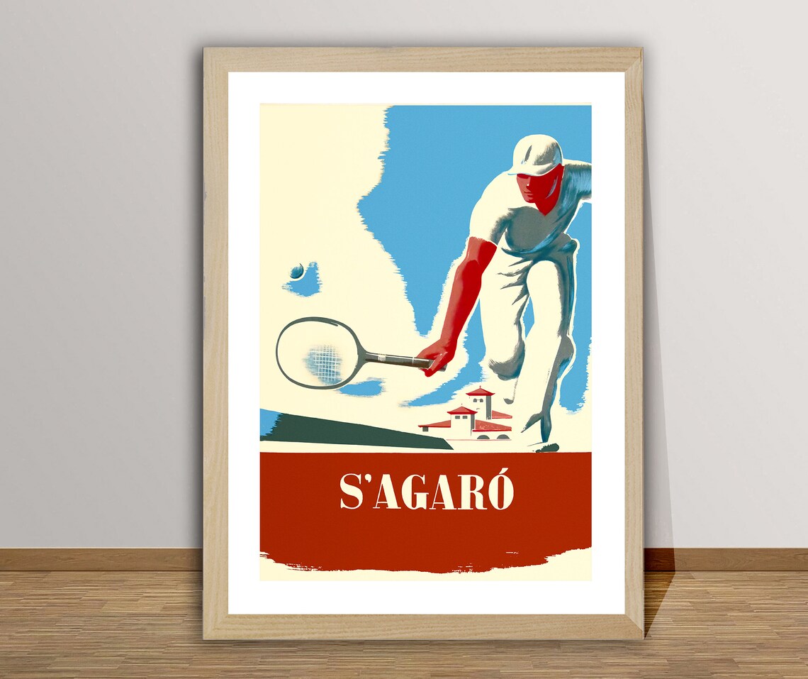 S'Agaró Spanish Tennis Player Art Deco Vintage Sports Poster - Image 2