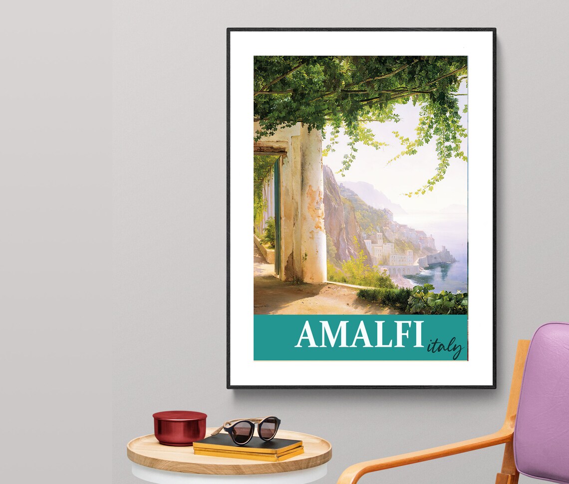 Amalfi Italy Vintage Travel Poster, Europe Art Print