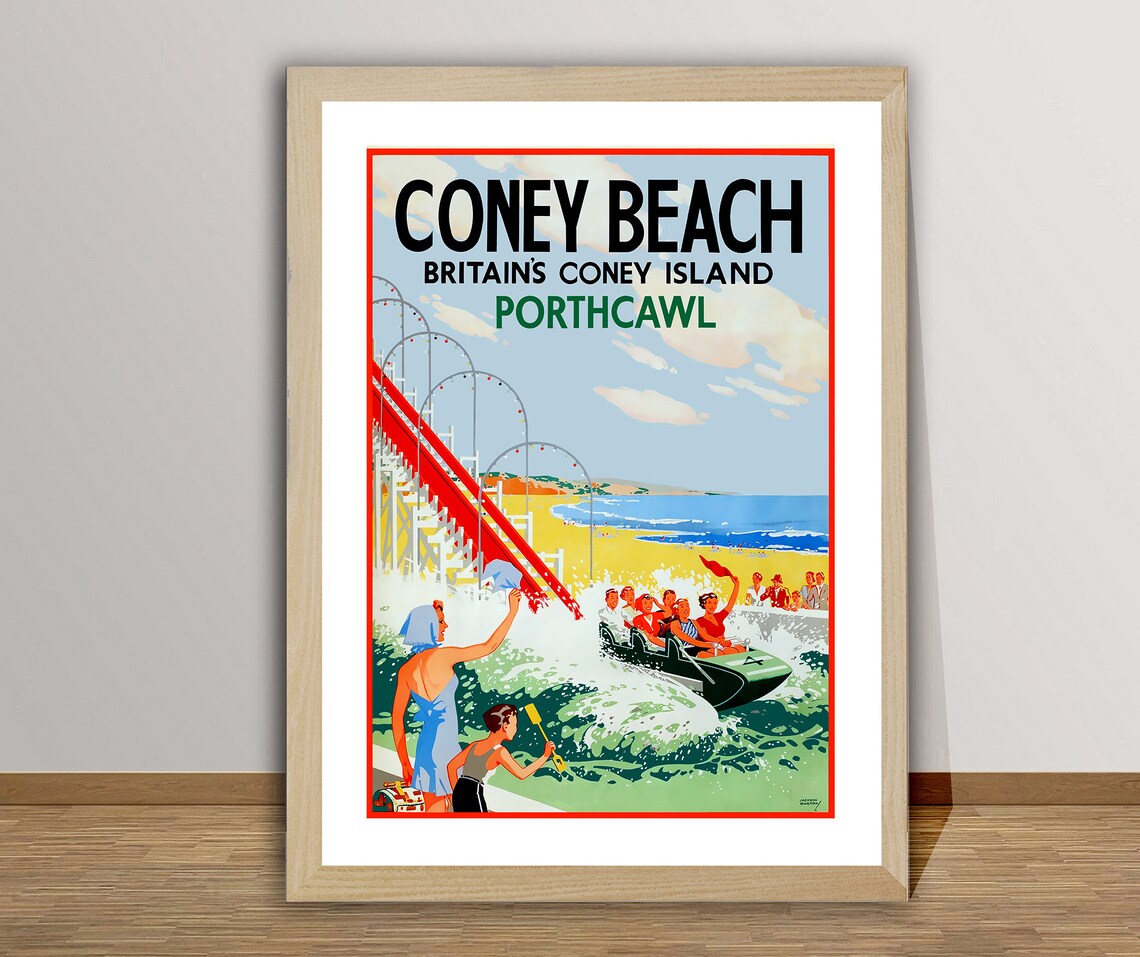 Coney Beach, Porthcawl Vintage Travel Poster