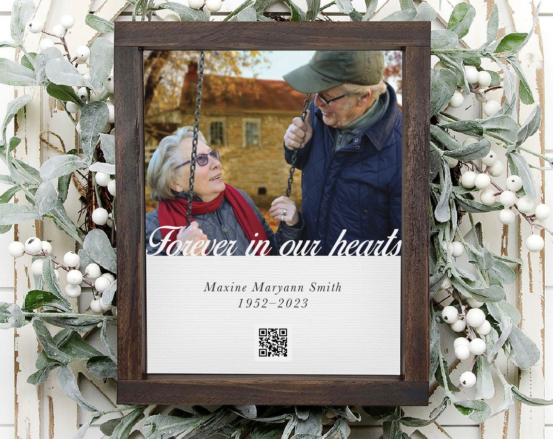 Custom Memorial Photo Voice Recording QR Code Keepsake Poster