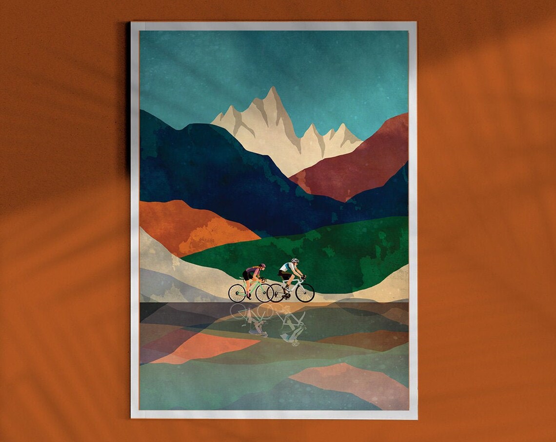 Cycling Couple Art Print, Gift For Cyclists - Image 4