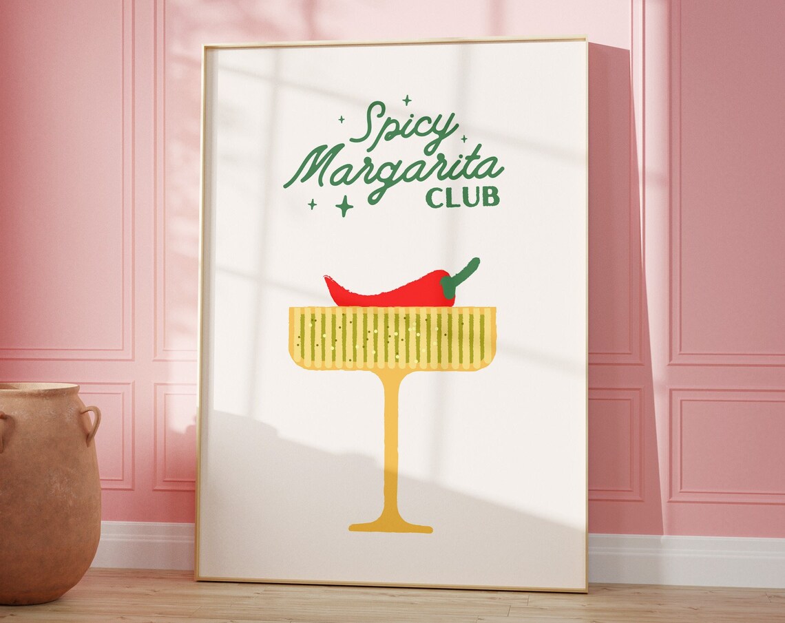 Spicy Marg Margarita Cocktail Retro Kitchen Art Print