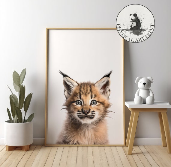 Lynx Kitten Wall Art Physical Print Animal Illustration Nursery Decor Infant Matte Poster