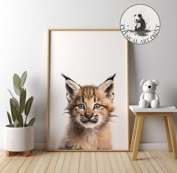 Sweet Lynx Kitten Portrait Wildlife Nursery Illustration Poster