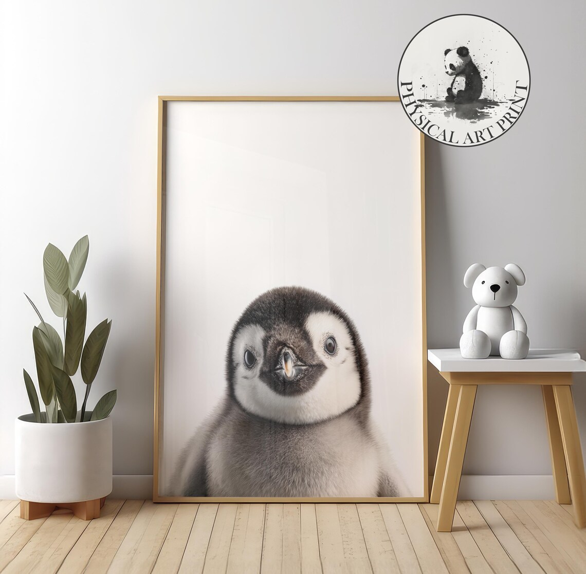 Cute Baby Penguin Chick Nursery Portrait Animal Photography Wall Art