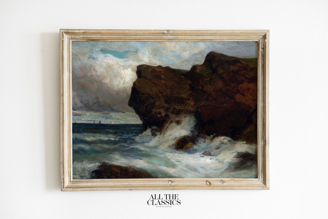 Edward Mitchell Bannister Dramatic Seascape Ocean Cliffs Poster