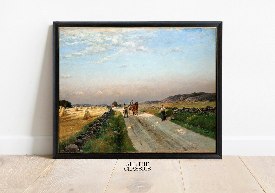 Berndt Lindholm Autumn Landscape Hisingen Haystacks Road Poster - Image 3