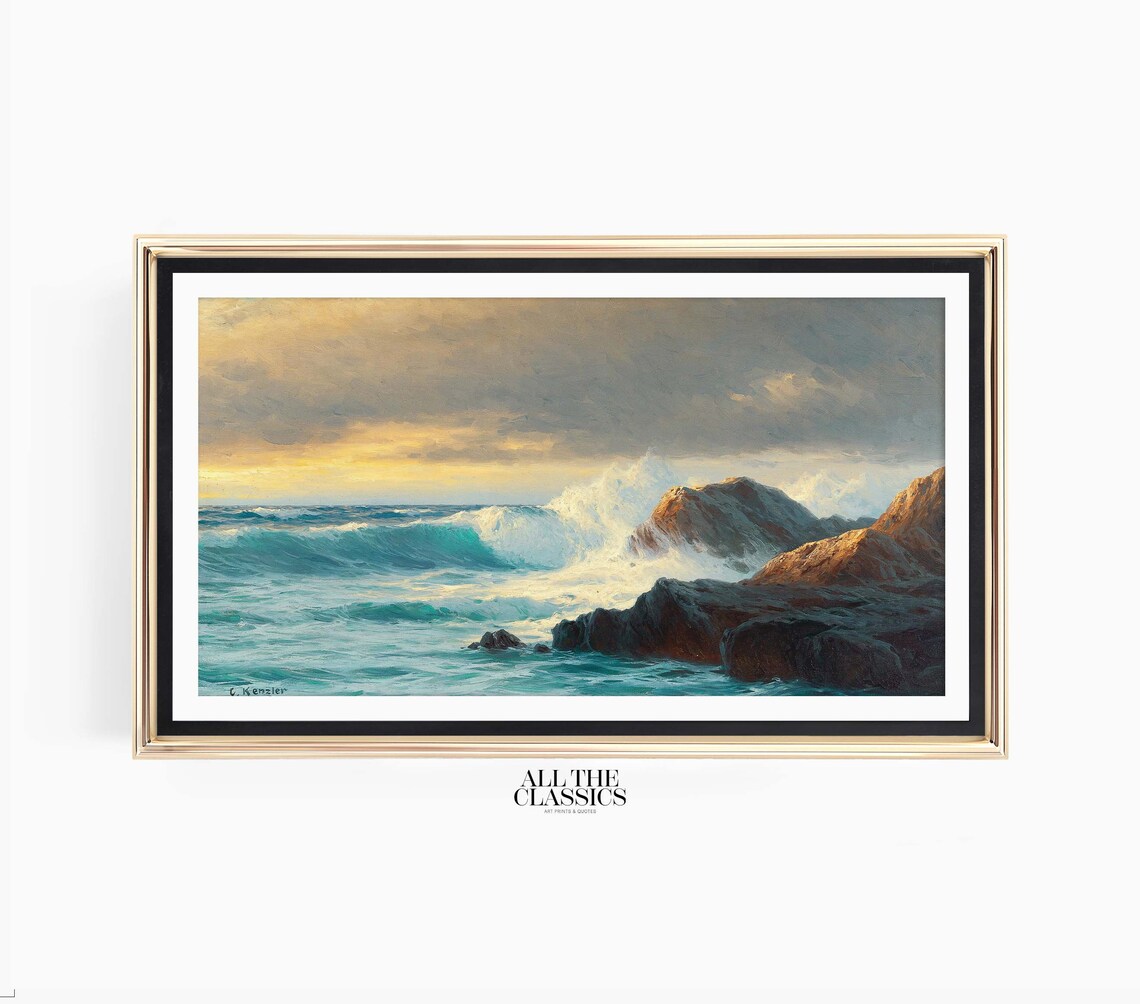Breakers On The Coast At Sunset, Vintage Art Print - Image 3