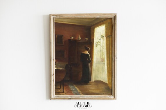 Carl Holse Artists Wife At The Window Warm Danish Interior Art Poster
