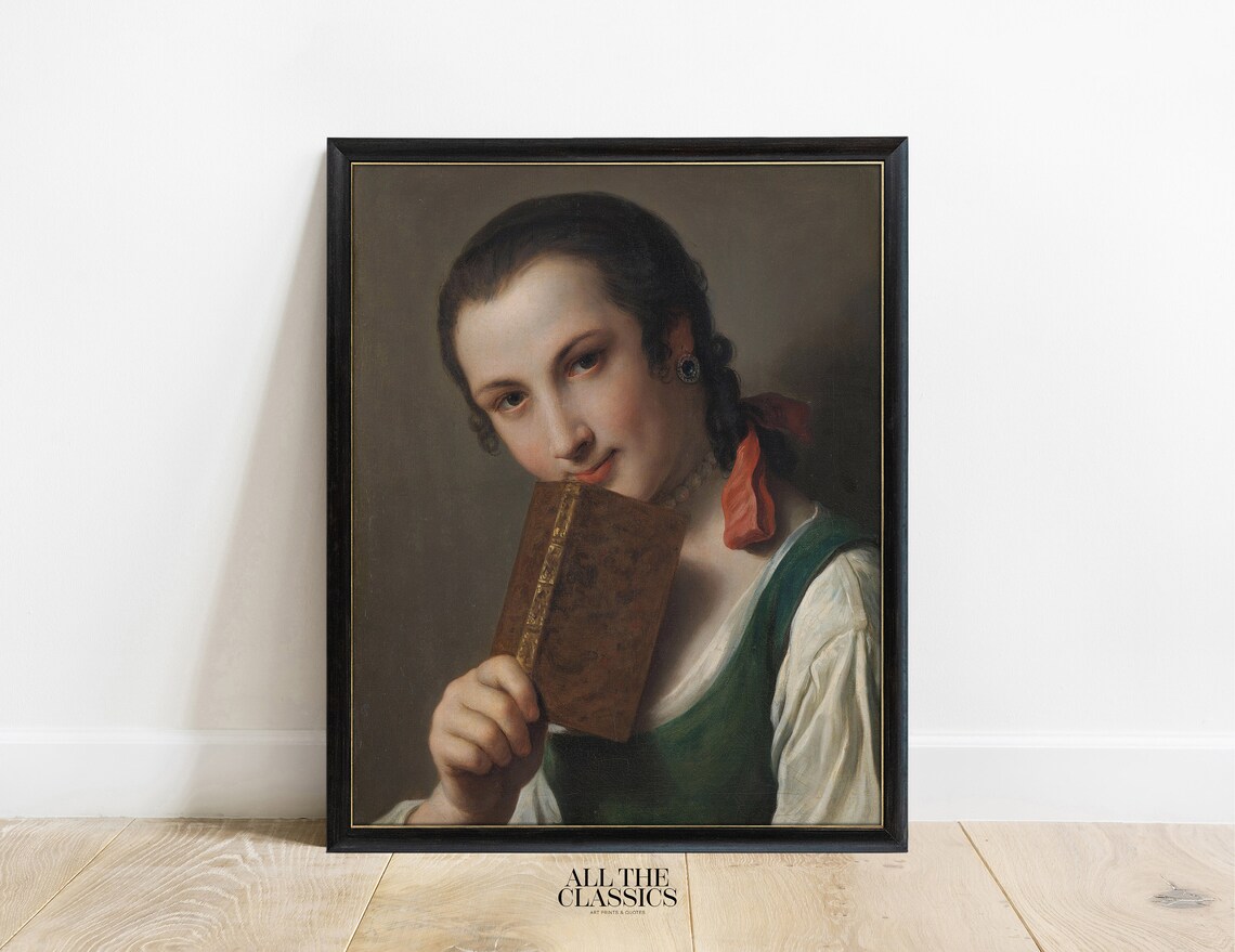 Victorian Woman Holding Book Classic Portrait Vintage Wall Art - Image 3