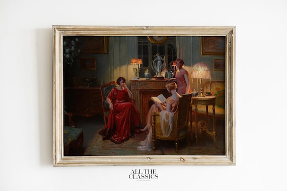 Delphin Enjolras In The Reading Room Three Women Evening Poster