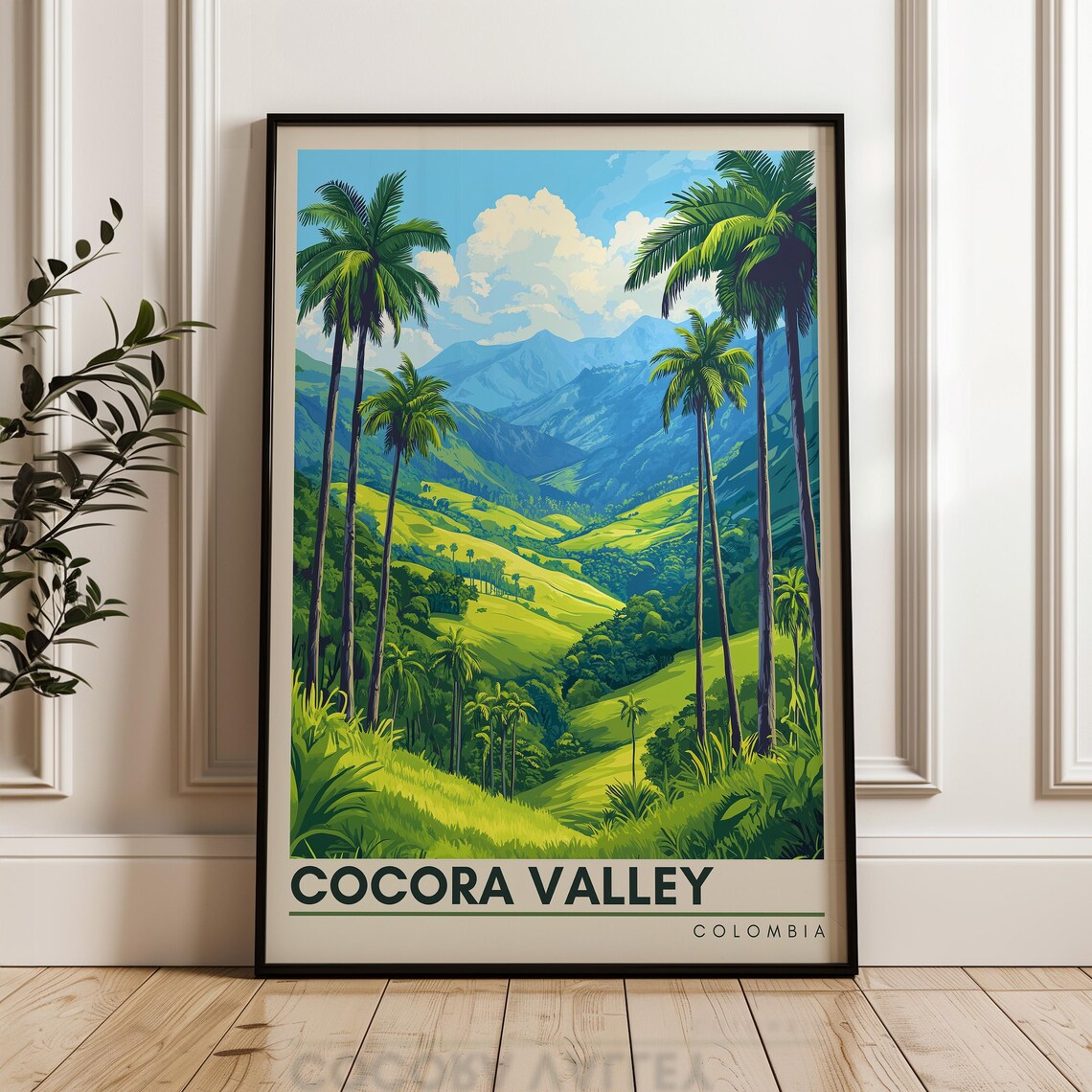Cocora Valley Travel Poster, Colombia Landscape