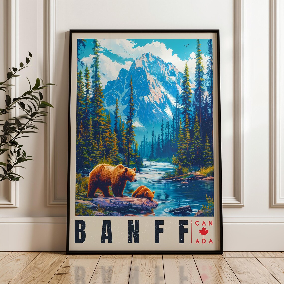 Banff Travel Poster, Illustrated Canadian Rockies