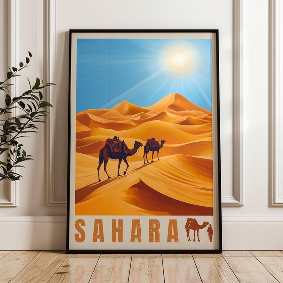 Sahara Desert Travel Poster, Africa Illustration