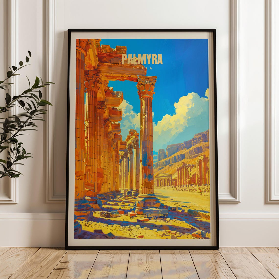 Palmyra Syria Roman Colonnade Desert Ruins View Travel Poster