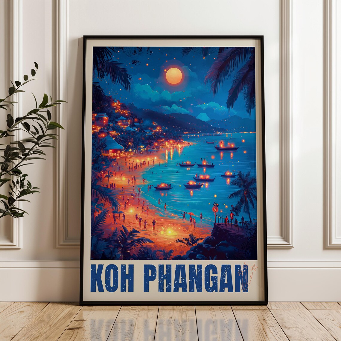 Koh Phangan Travel Poster, Thailand Tropical Island