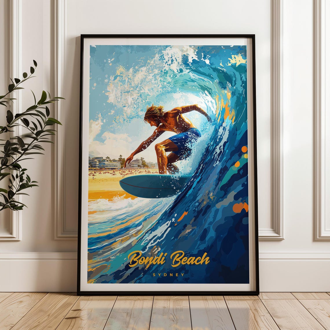 Bondi Beach Sydney Australia Surfer Wave Ocean Action Poster