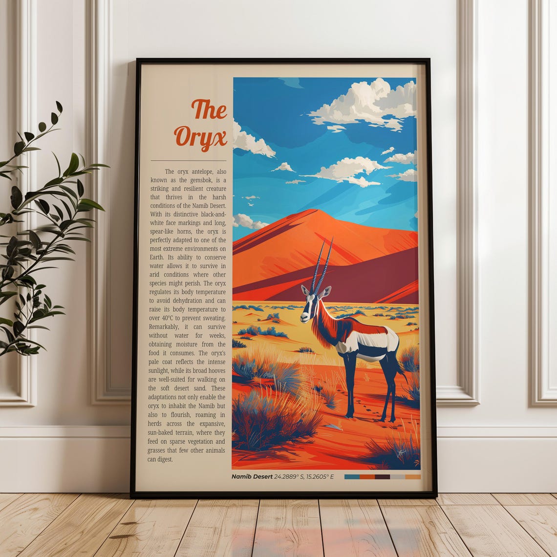 Oryx Antelope Travel Poster, Namib Desert