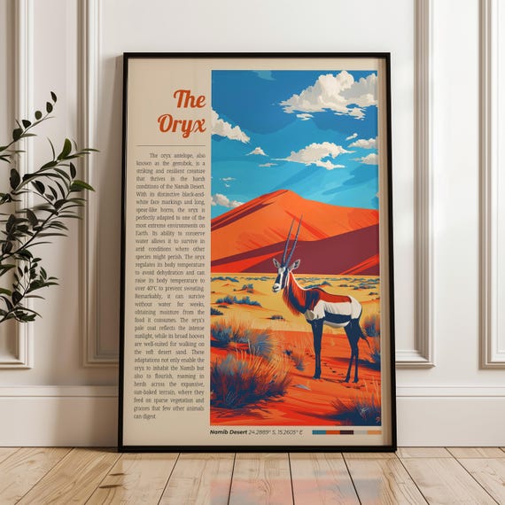 Oryx Antelope Travel Poster, Namib Desert