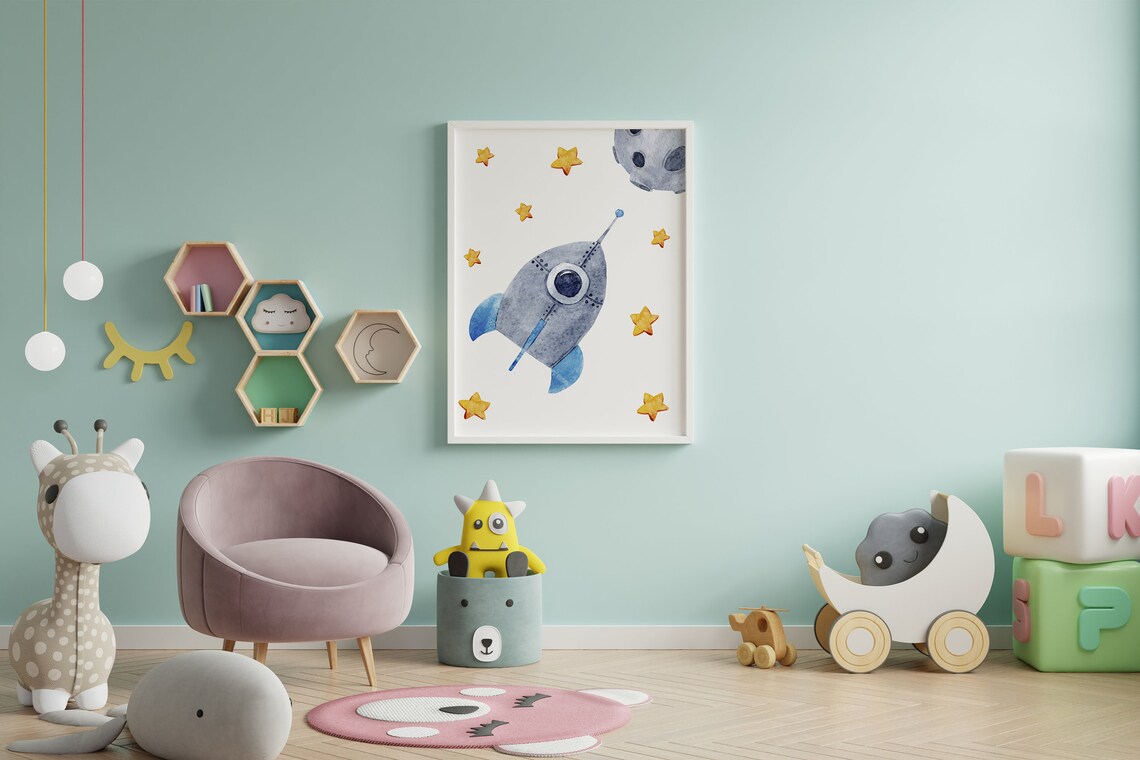 Love You to the Moon and Back Space Nursery Starry Quote Poster - Image 5