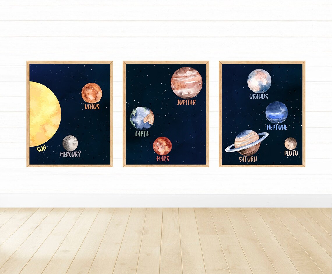 Solar System Outer Space Nursery Decor Poster