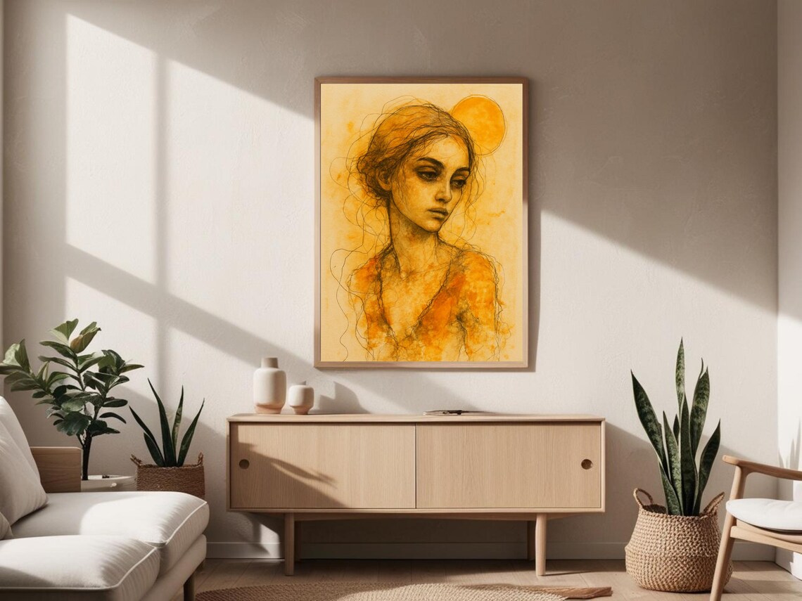 Sun Kissed Woman Portrait, Renaissance Style Print