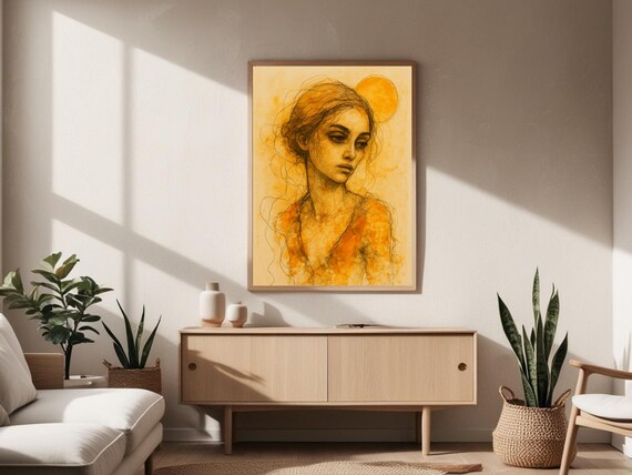 Sun Kissed Woman Portrait, Renaissance Style Print