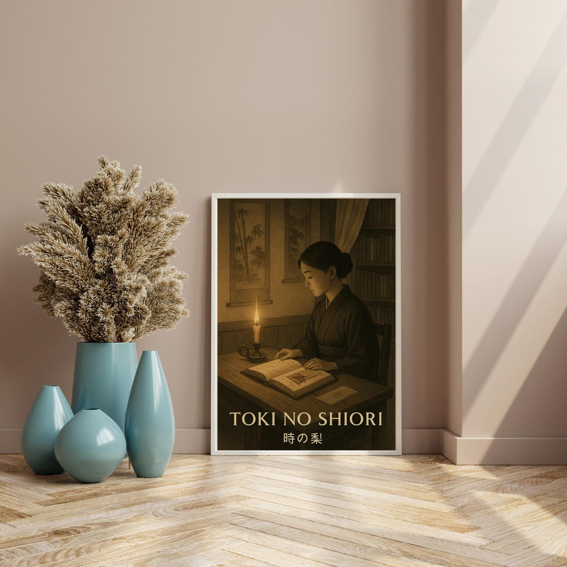 Toki No Shiori Japandi Wall Art, Japanese Woman Reading - Image 3