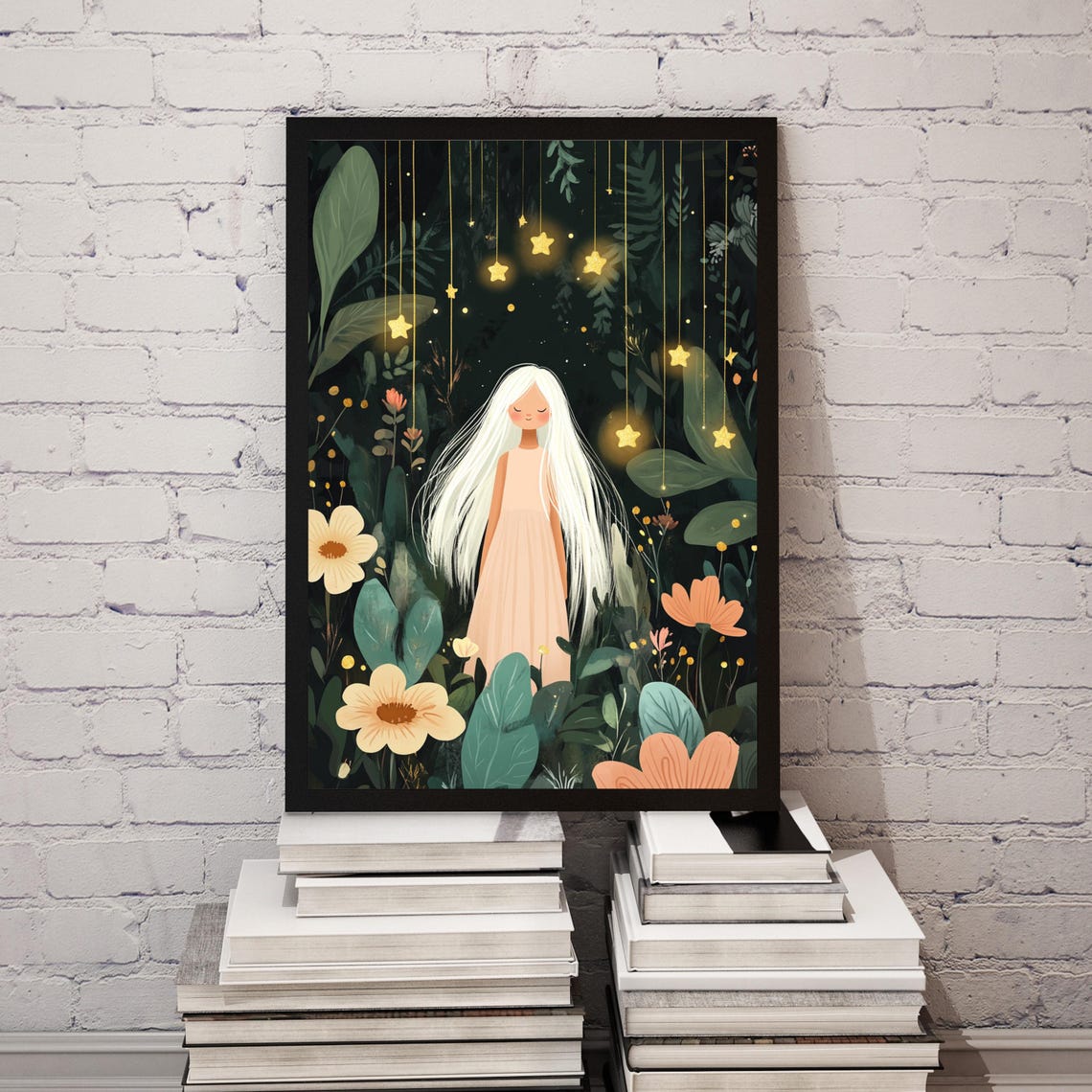 Magical Girl In Dreamy Garden, Nursery Decor - Image 3