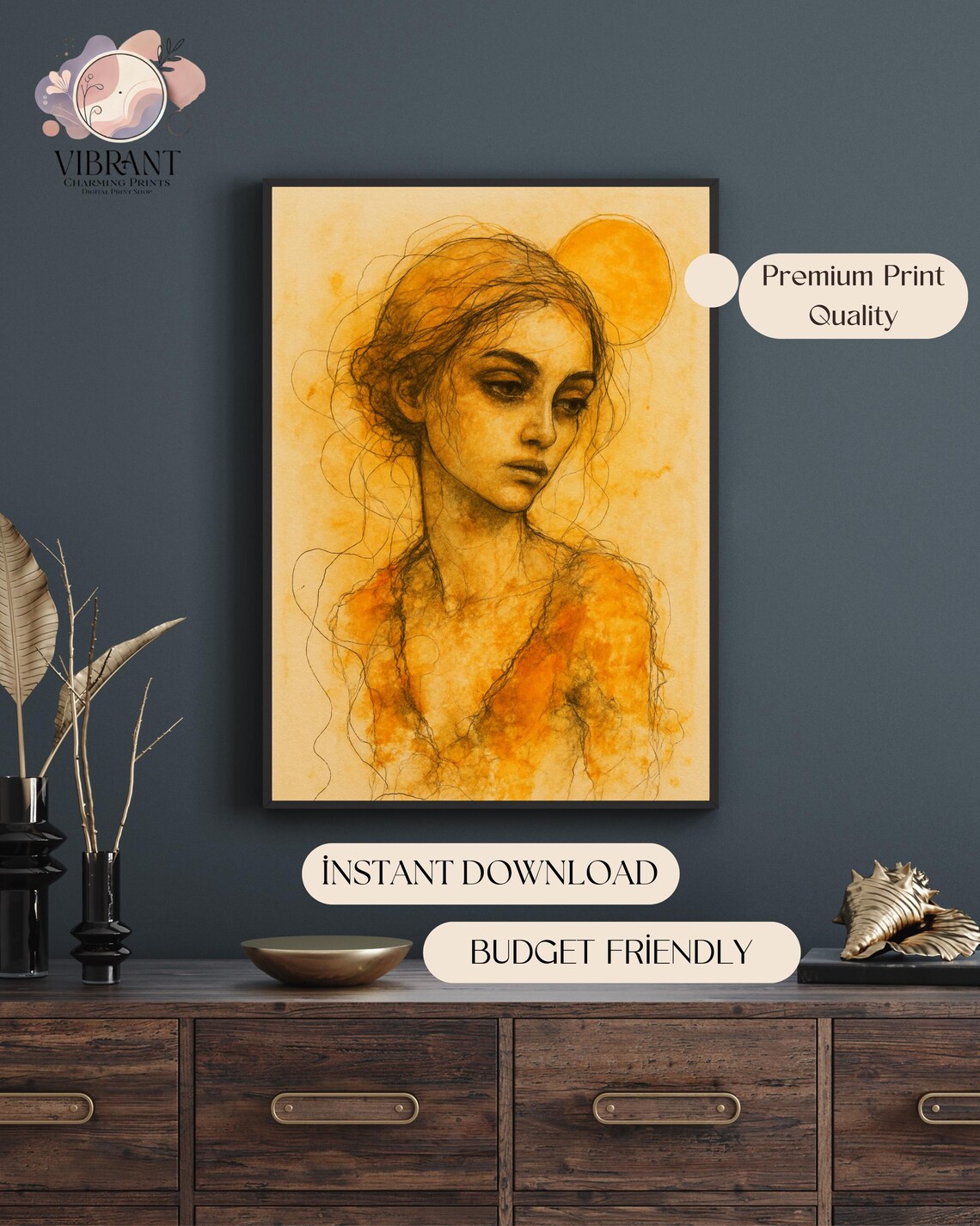 Sun Kissed Woman Portrait, Renaissance Style Print - Image 5