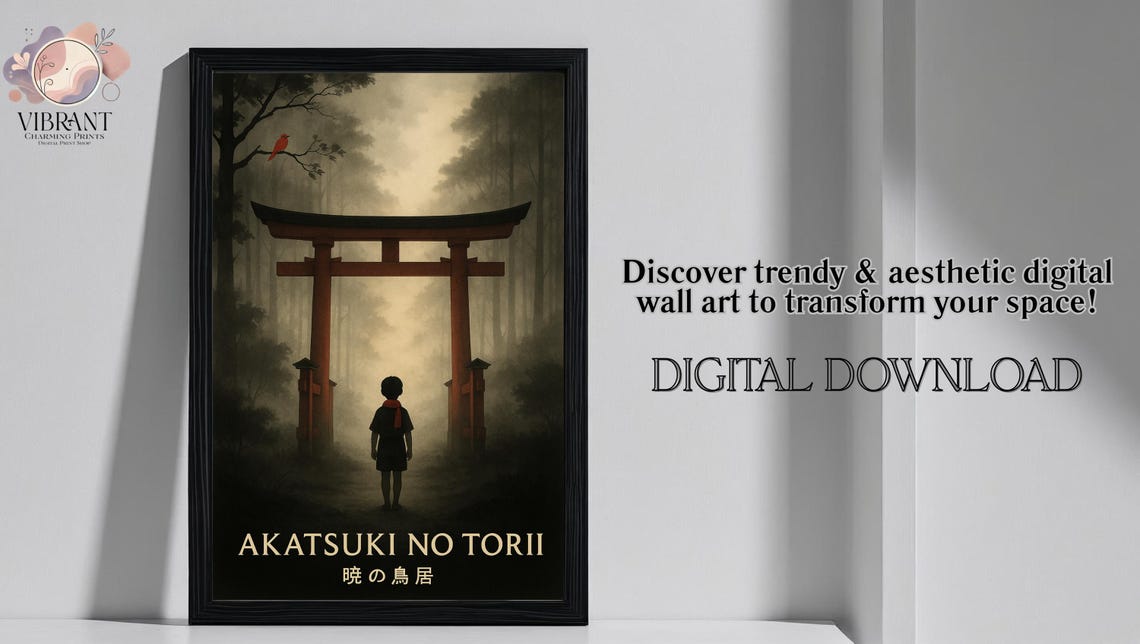 Akatsuki No Torii Japandi Art Print, Zen Forest Scene - Image 4