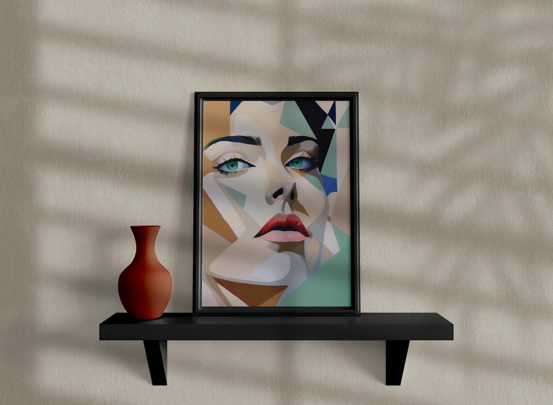 Abstract Geometric Woman Portrait, Boho Style - Image 3