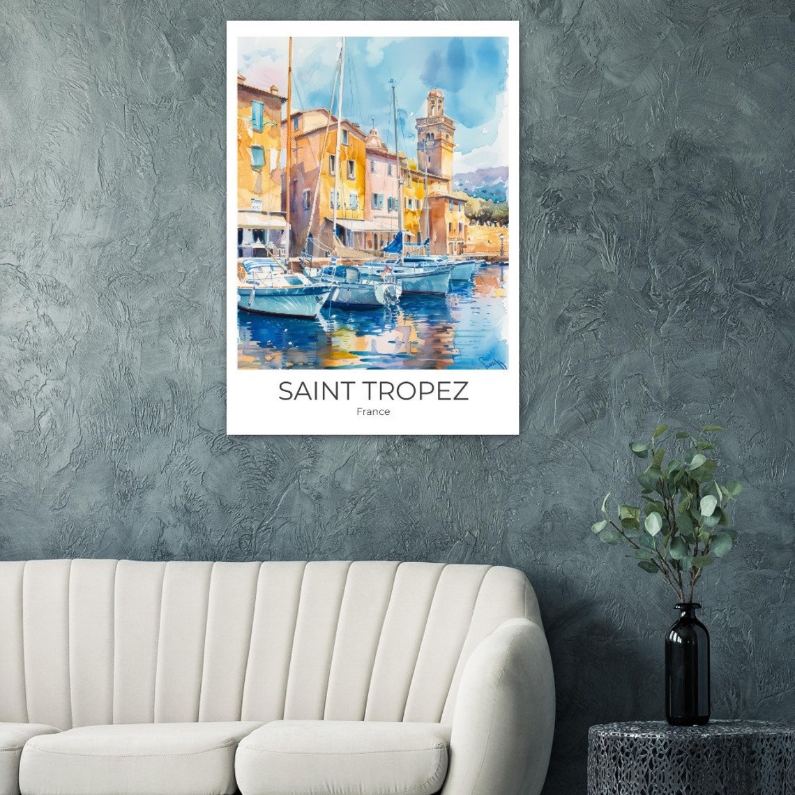 Saint Tropez Watercolor Travel Poster Saint Tropez Wallart France Travelposter France Saint Tropez Gift - Image 3